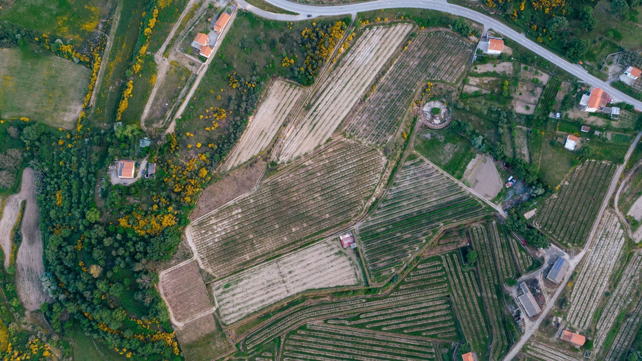 Vista aérea de diversos tipos de terrenos